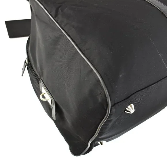 PRADA: Black, Tessuto Nylon & Saffiano Leather Duffel/Weekender Bag (su) - Picture 6 of 12